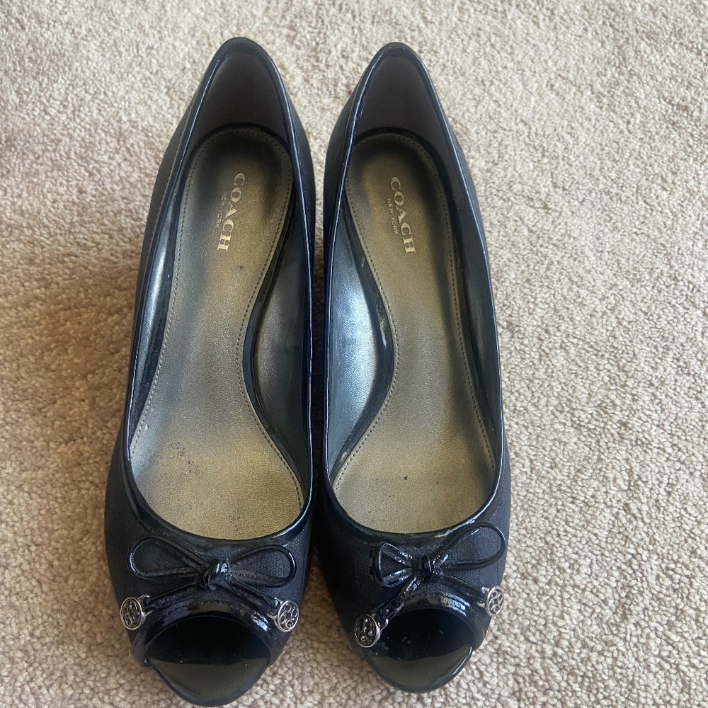 COACH Black Wedge Heels